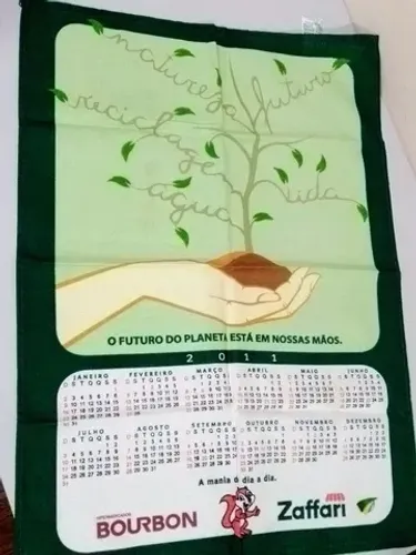 Pano de prato em formato de calendário antigo e novo de 2011 de algodão marca Dohler 
