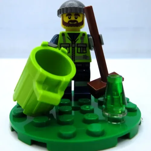 Lego Minifigura Garbage Man + base e acessórios minifigure original