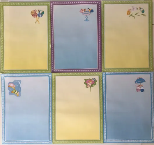 6 folhas de papel de carta joaninha antigo anos 90 antiguidade coleção