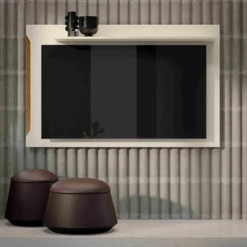 Promoção! Painel Flow Até 55 Polegadas Off White/Freijó Frete Grátis
