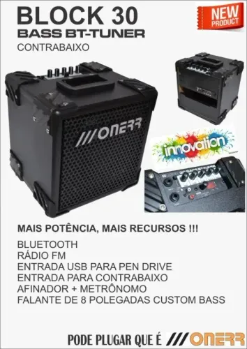 Amplificador p/ bateria eletrônica Onerr 30 watts - promoção últimas peças!