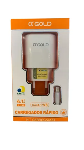 Carregador Rápido A'Gold CA34-1/V8 4.1A 2 USB - Novo