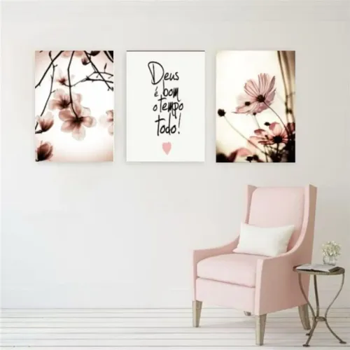 Conjunto 3 Peças Quadros Decorativos Personalizados Alta Resolução