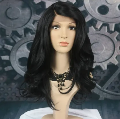 Peruca Lace Front Preta Fibra Premium