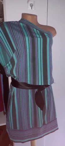 vestido olimpo um ombro listras e acinturado plus size tam gg .....há mais modelos e tam