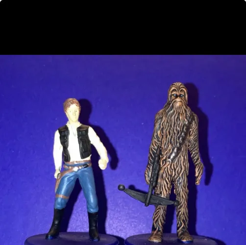 Figuras Han Solo e Chewbacca da edição especial Pepsi, da saga Star Wars, episódio IV.