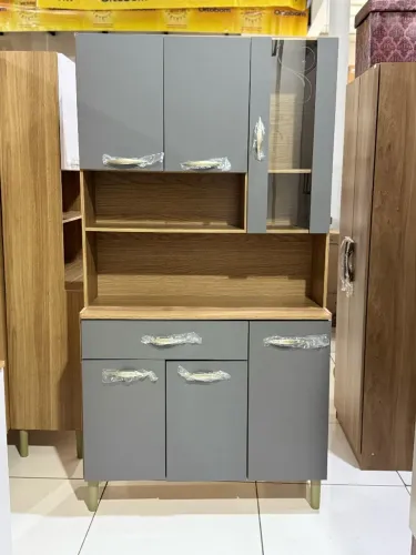 Armário de Cozinha Completo Branco com 6 Portas e 2 Gavetas