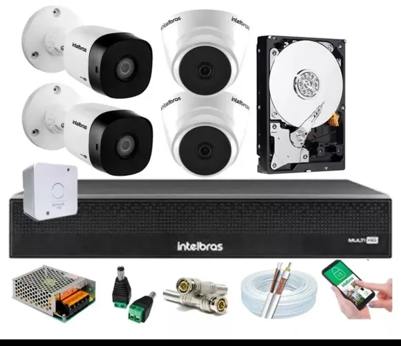Câmeras  de segurança intelbras  kit 4 unidades instalado.