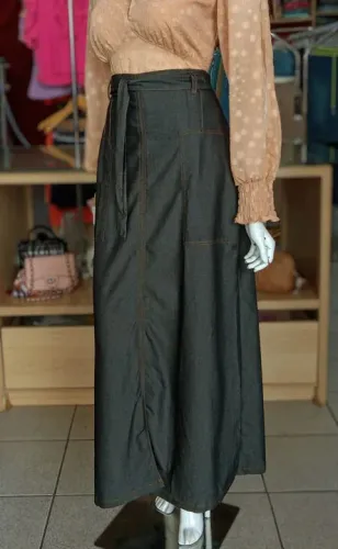 Saia jeans tencel longa 