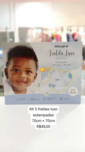 Kit Fralda de Pano Estampada, 5 Peças Menino e Menina