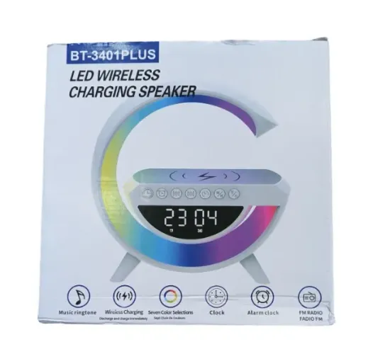 Caixa de Som Led Luminária Bluetooth Alto Falante Carregador sem fio Lâmpada de Mesa