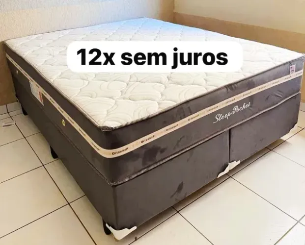 Cama box colchão molas base novo
