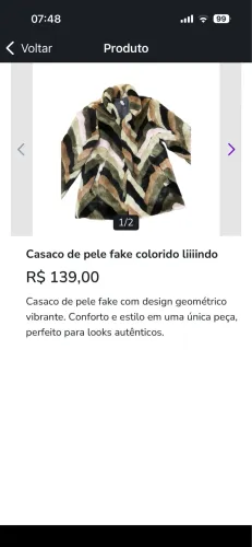 Casaco pele fake tamanho P