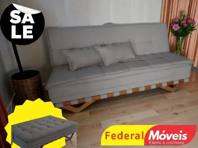 Sofá Cama 1,82m Linho Bege SUPER OFERTA