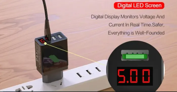  Carregador Visor Led turbo 30w + cabo USB 