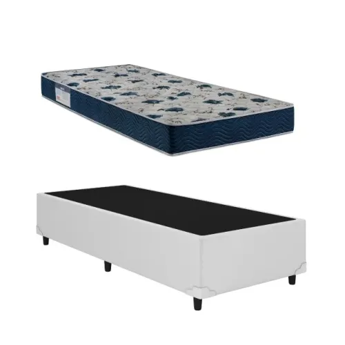 Base Solteiro Branca com Colchão Solteiro D28 Ortobom - Entrega Rápida!