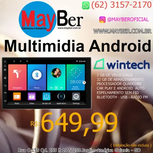 Multimídia Android Wintech - Car Play e Android Auto
