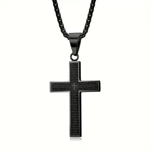 Colar com pingente cruz em aço inoxidável novo