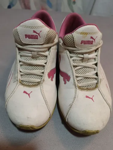 Tênis Puma Sport branco e rosa n.35