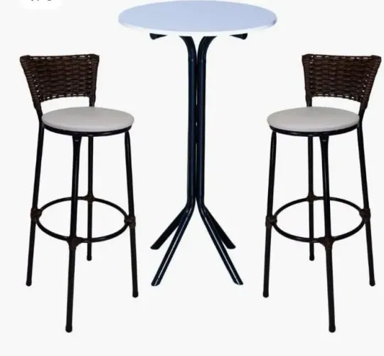 Conjunto Mesa Bistrô Redonda com 2 Banquetas