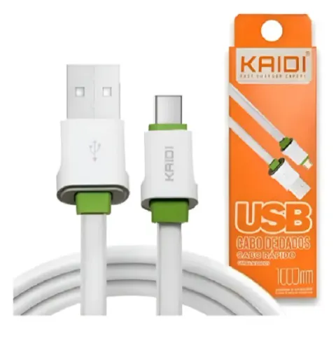 Cabo Carregamento E Dados Tipo C Usb Kaidi Kd-tc30 Branco 1m. *Novo, na caixa