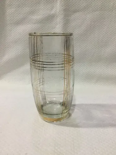 Copo Long Drink Cristal Com Dourado Anos 50 Vintage