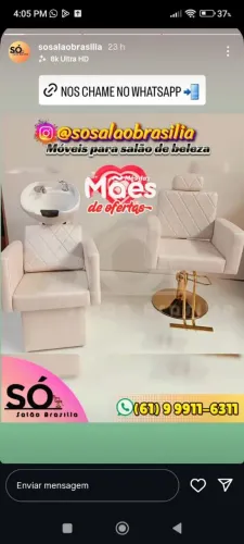 Kit lavatório Anita com cadeira Dubai fixa estrutura dourada branco pérola