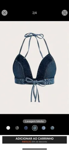 Top cropped jeans azul - peça única