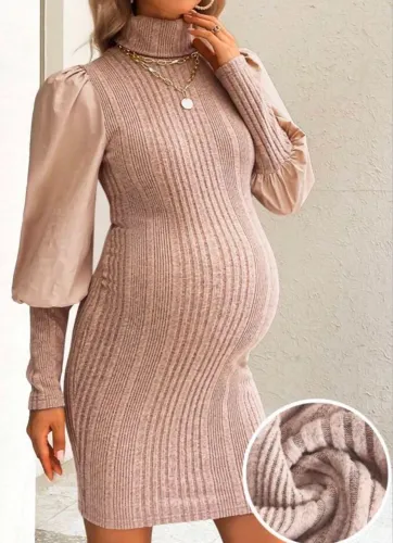 Vestido de Gestante - Manga Bufante - Trico
