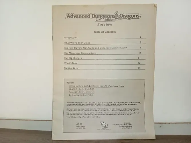 Livro advanced Dungeons and Dragons Preview 1989