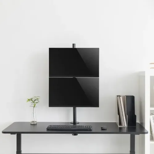 Suporte vertical universal para 2 monitores com base morsa