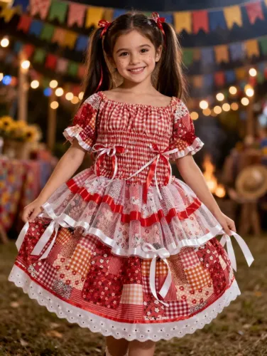 Vestidos de caipira infantil. Tamanhos 2/4/6/8 anos.