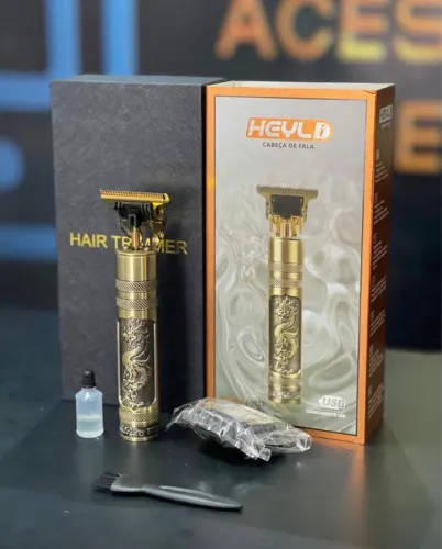 Máquina Corta Cabelo E Barba Profissional Retro Dragao Cor Dourada Bivolt