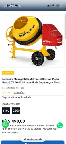 Betoneiras 400l novas Rental , Rental Pro e Prime