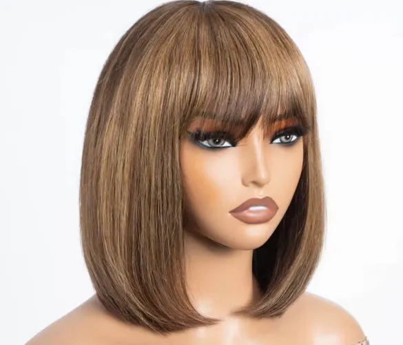 LACE WIG CABELO HUMANO LONG BOB COM FRANJA 35 cm