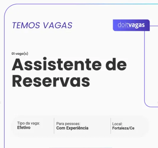 VAGA DE EMPREGO - GESTOR(A) DE RESERVAS