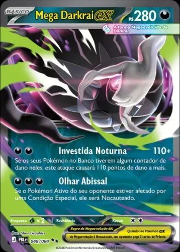 Mega darkrai ex escuridão absoluta 048/084 em sleeve bem preservado.