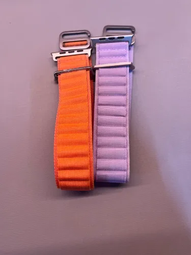 Kit com 2 Pulseiras Compatíveis Apple Watch 42 mm - Laranja e Lilás