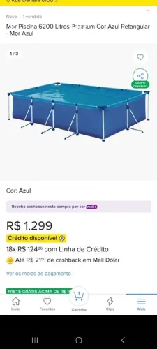 Piscina da marca mor 6200L com o filtro.