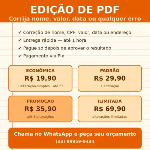 Edição de PDF - Correção de Nome, Valor ou Erro no Documento