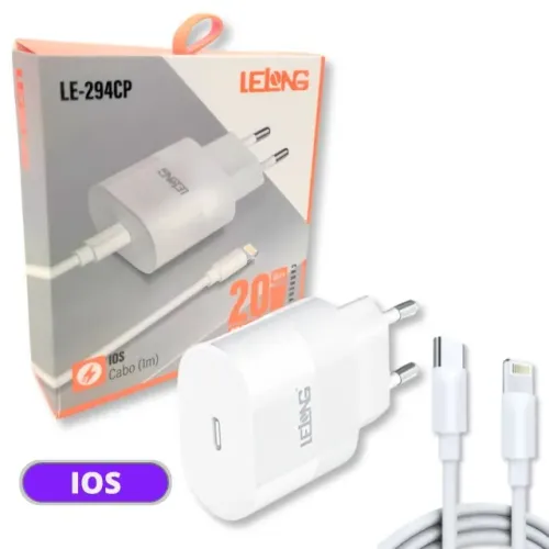 Carregador Iphone 20w Usb Tipo c x Lightning Lelong Le-294cp *ENTREGA GRÁTIS*