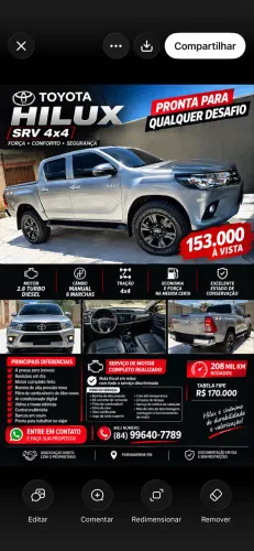 Toyota Hilux CD 4X4 2.8 Diesel Mec. 2020