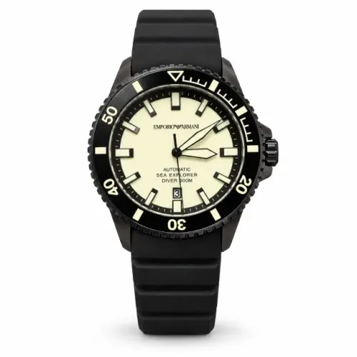 Emporio Armani Sea Explorer 42,5 mm Automático - Verde - Ilumina - Silicone