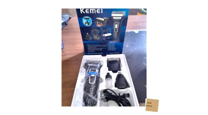 Barbeador e Aparador Kemei KM-6558 3 em 1 - Barba, Cabelo e Nariz - Novo