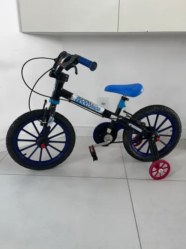 Bicicleta Passeio Infantil Nathor Tech Boys Aro 16 Meninos Preto Azul