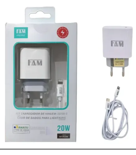 Kit Carregador Turbo Fkt-pd205 Fonte 20w + Cabo Lightning