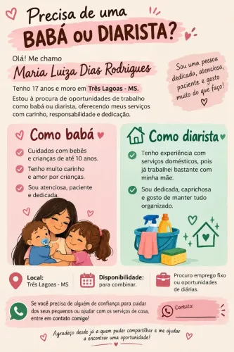 PRECISANDO DE UMA BABÁ OU DIARISTA!? ACHOU!!