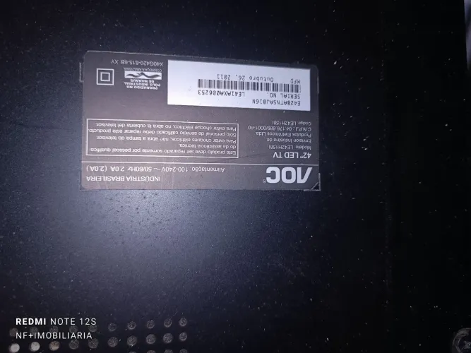 TV LED 42" AOC LE42H158I Com Defeito (Não Liga / Tela Intacta)