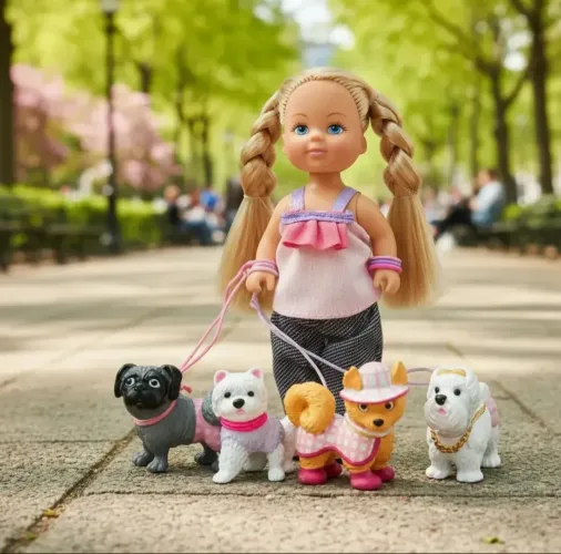 Boneca Evi Dogwalker com 4 Cachorrinhos - Evi Love Simba Toys