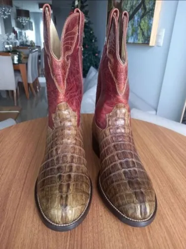 Bota Country Texana Western Cowboy Goyazes Couro Legítimo Jacaré, N°41, Nova (nunca usada)